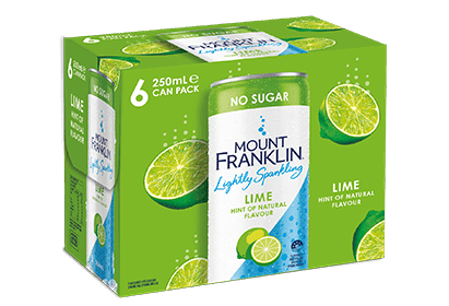 Mount Franklin Lightly Sparkling - 6 pack 250mL can - Lime