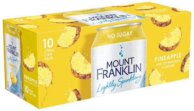 Mount Franklin Lightly Sparkling - 10 pack 375mL can - Pineapple