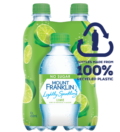Mount Fraklin Water - 4 pack 450mL PET - Lightly Sparkling Lime