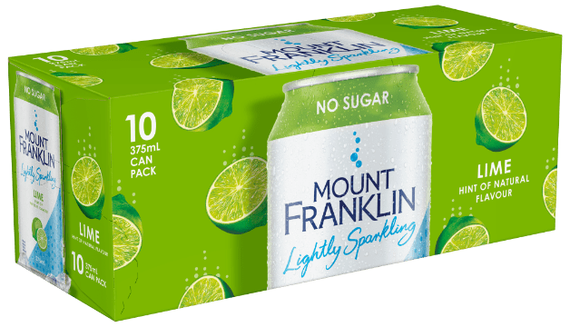 Mount Franklin Lightly Sparkling 10x375ml Can packs Lime