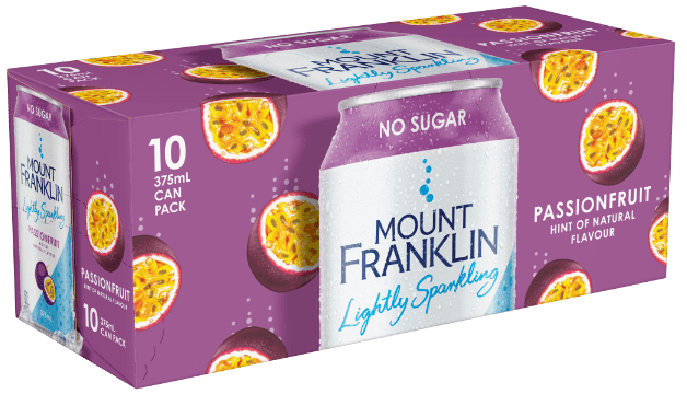 Mount Franklin Lightly Sparkling 10x375ml Can packs Passionfruit