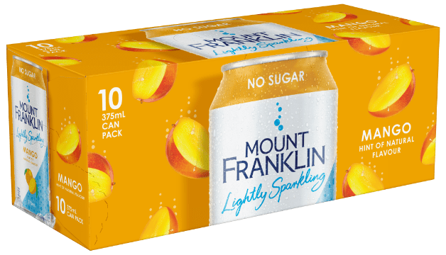 Mount Franklin Lightly Sparkling 10x375ml Can packs Mango